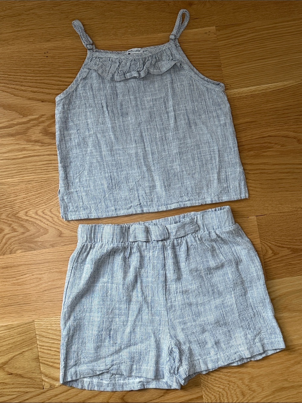 Splendid Chambray Blue and White Striped Tank and Short Set